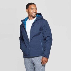 Men's Navy Hooded Jacket With Zip Pockets & Blue Lining Small